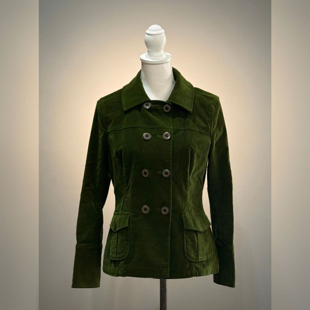 Green Talbots Brushed Cotton Light Peacoat Y2K Size 6P EUC